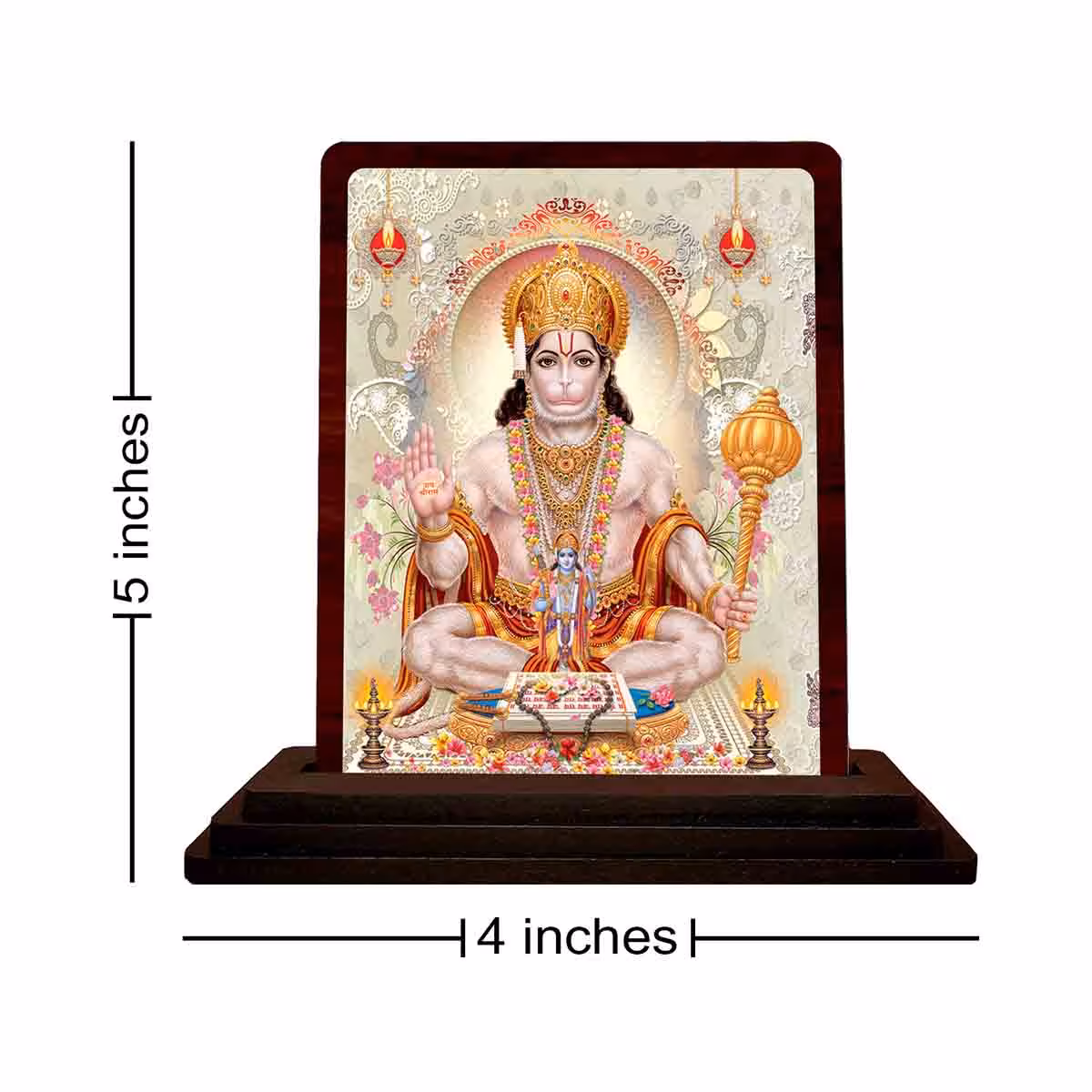 Shri Ram Bhakt Hanuman Wooden Idol 4x5 Inch for Living Room