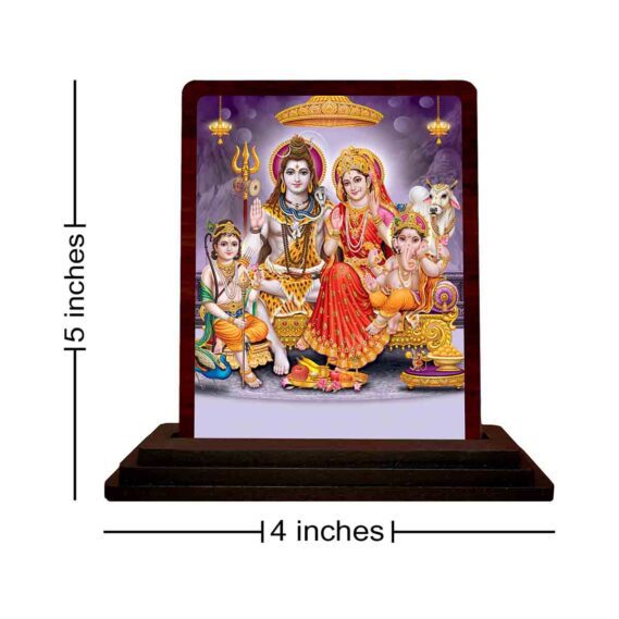 wooden Shiva, Parvati, Ganesha idol set