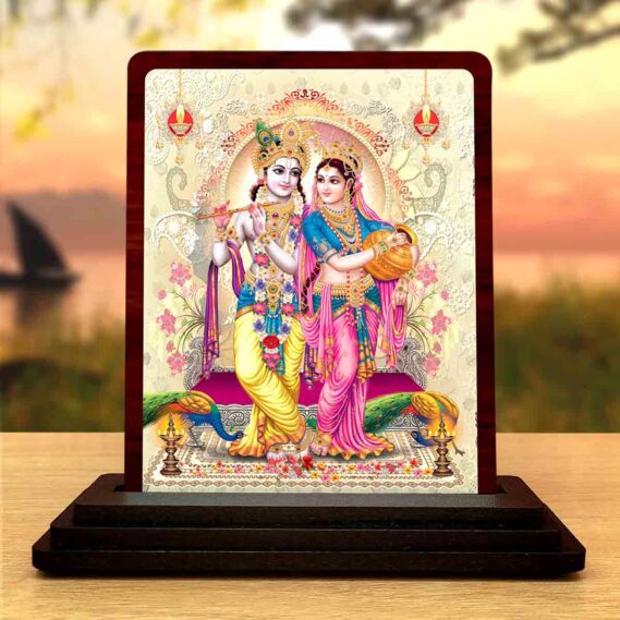 wooden Radha Krishna decor