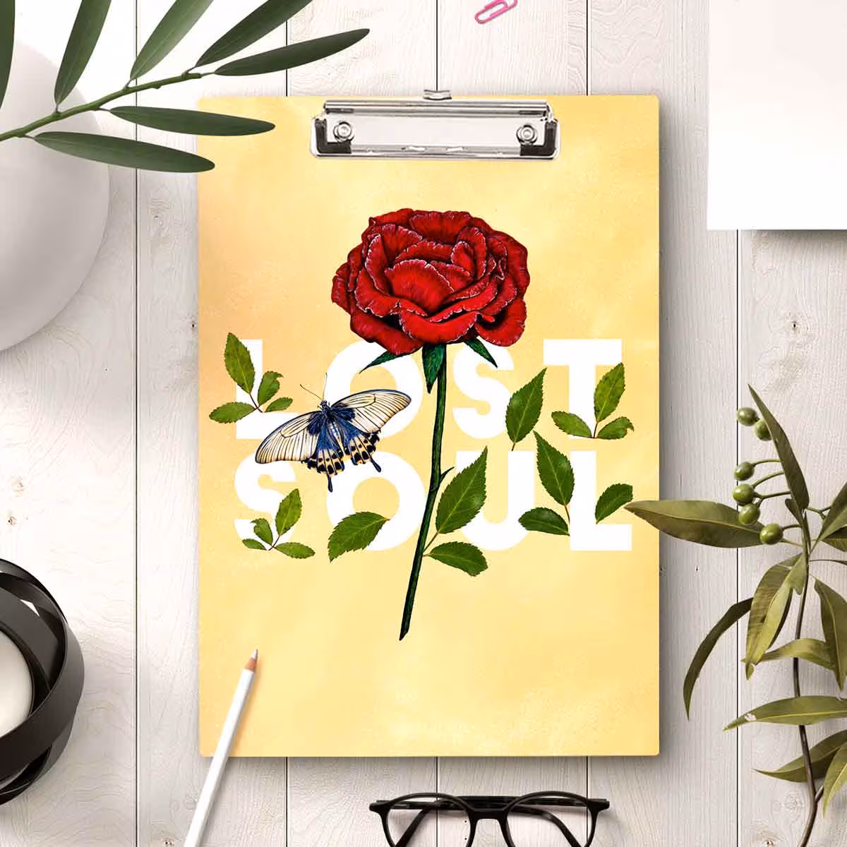 Clipboard Writing Pad 9x12 Inch Floral Sketches