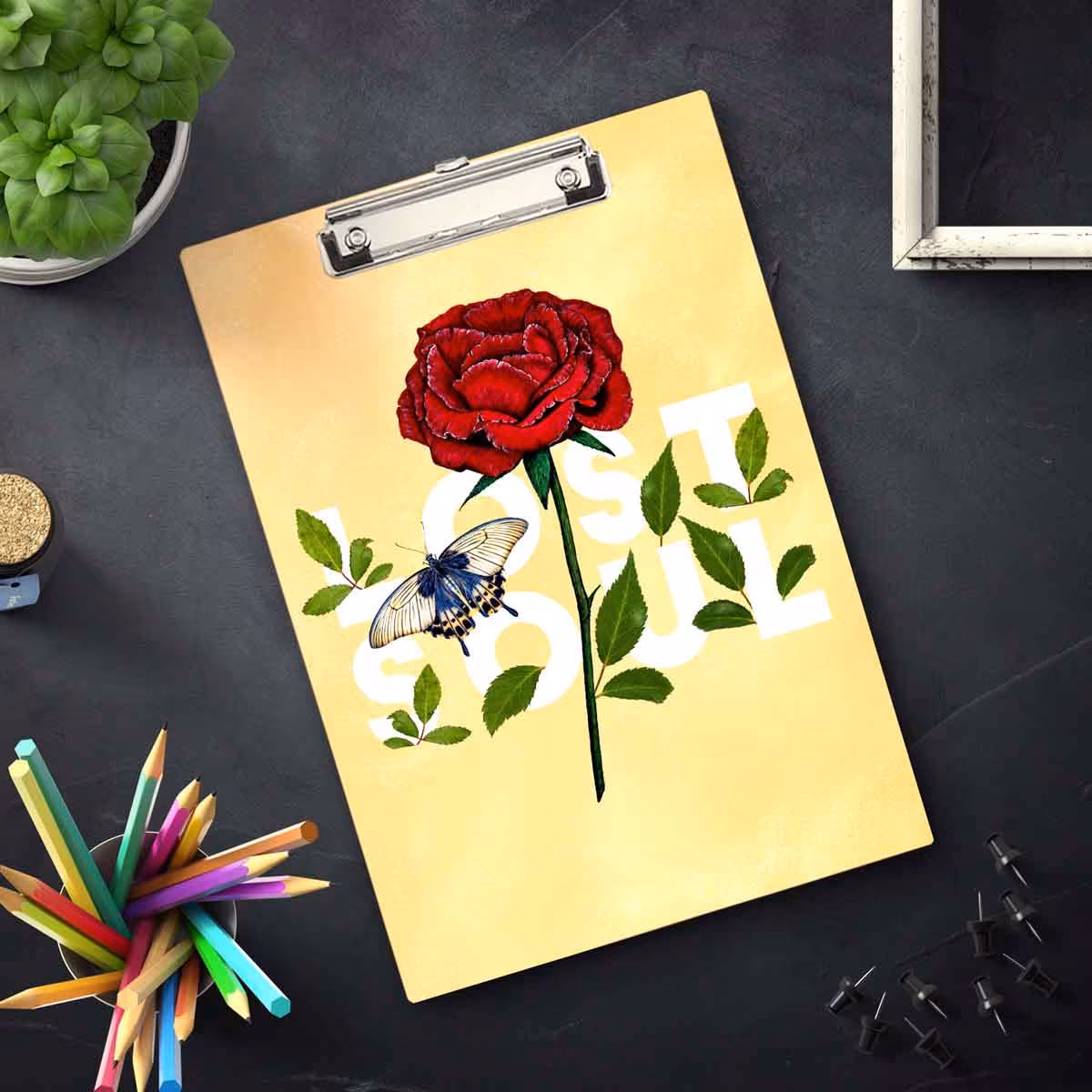 Clipboard Writing Pad 9x12 Inch Floral Sketches