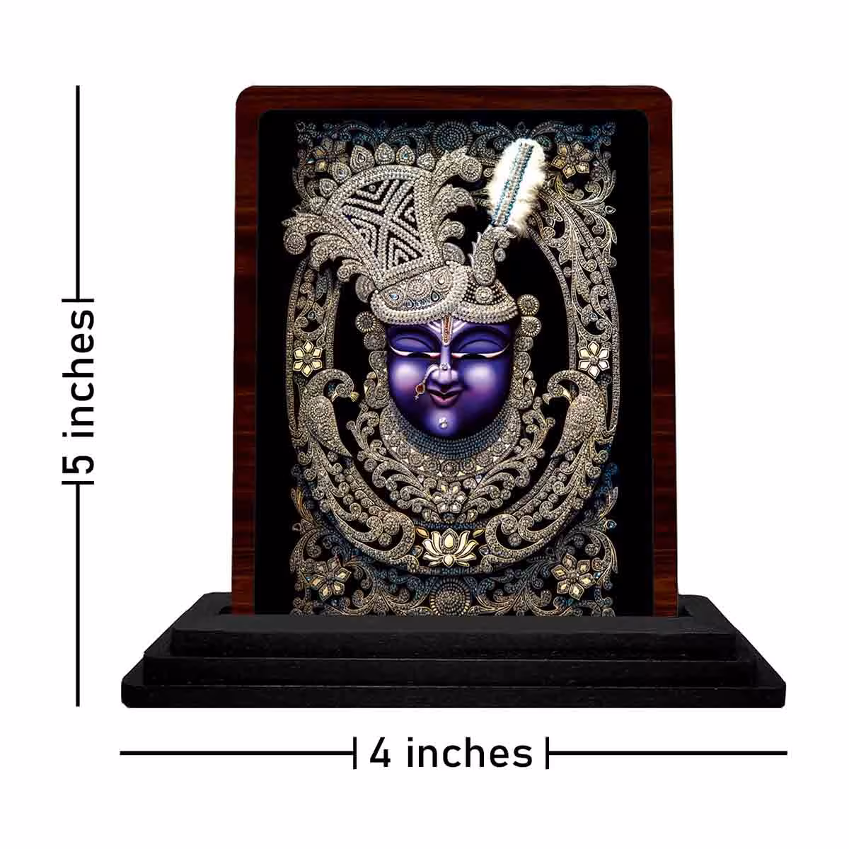 Shrinathji Wooden Idol 4x5 Inch for Home Decor