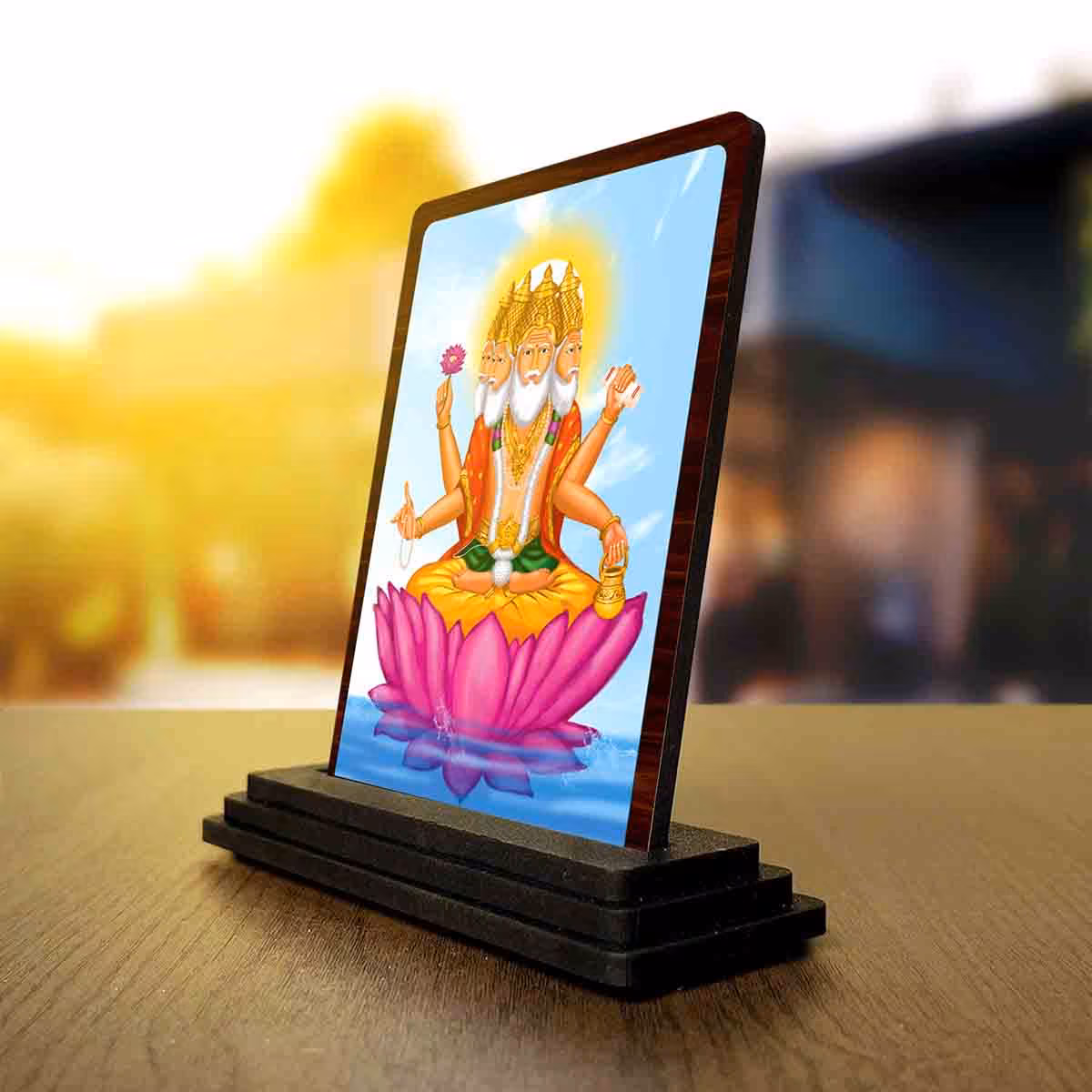 Vishwakarma Ji Wooden Idol 4x5 Inch for Car Dashboard