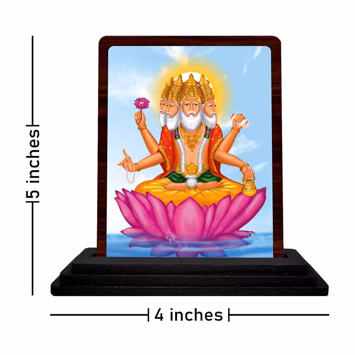 Vishwakarma Ji Wooden Idol 4x5 Inch for Car Dashboard