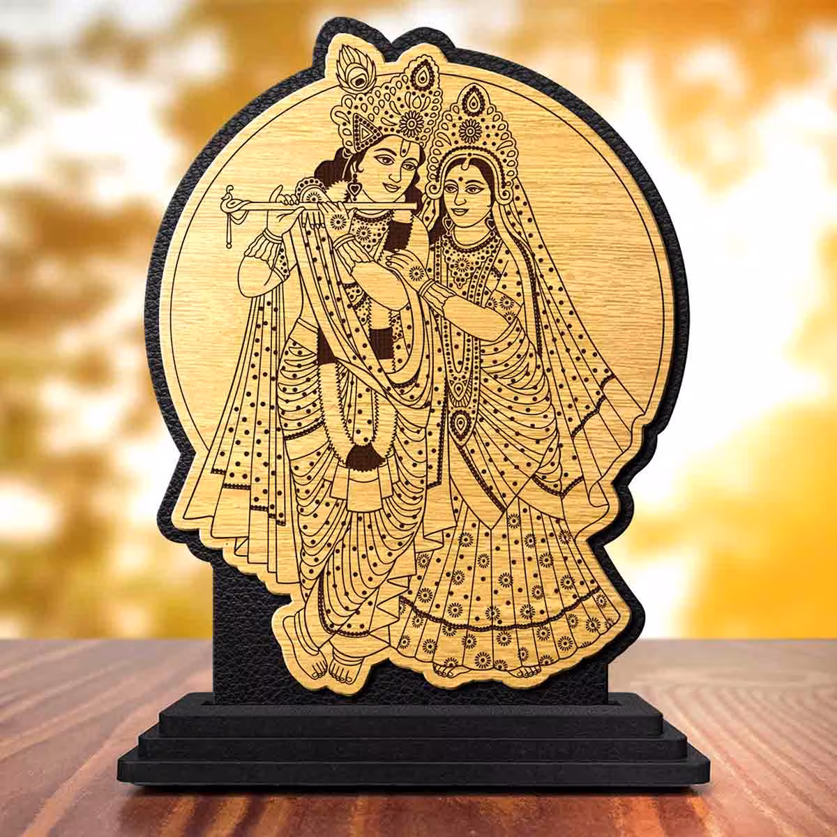 Radha Krishna Wooden Idol 4x5 Inch for Home