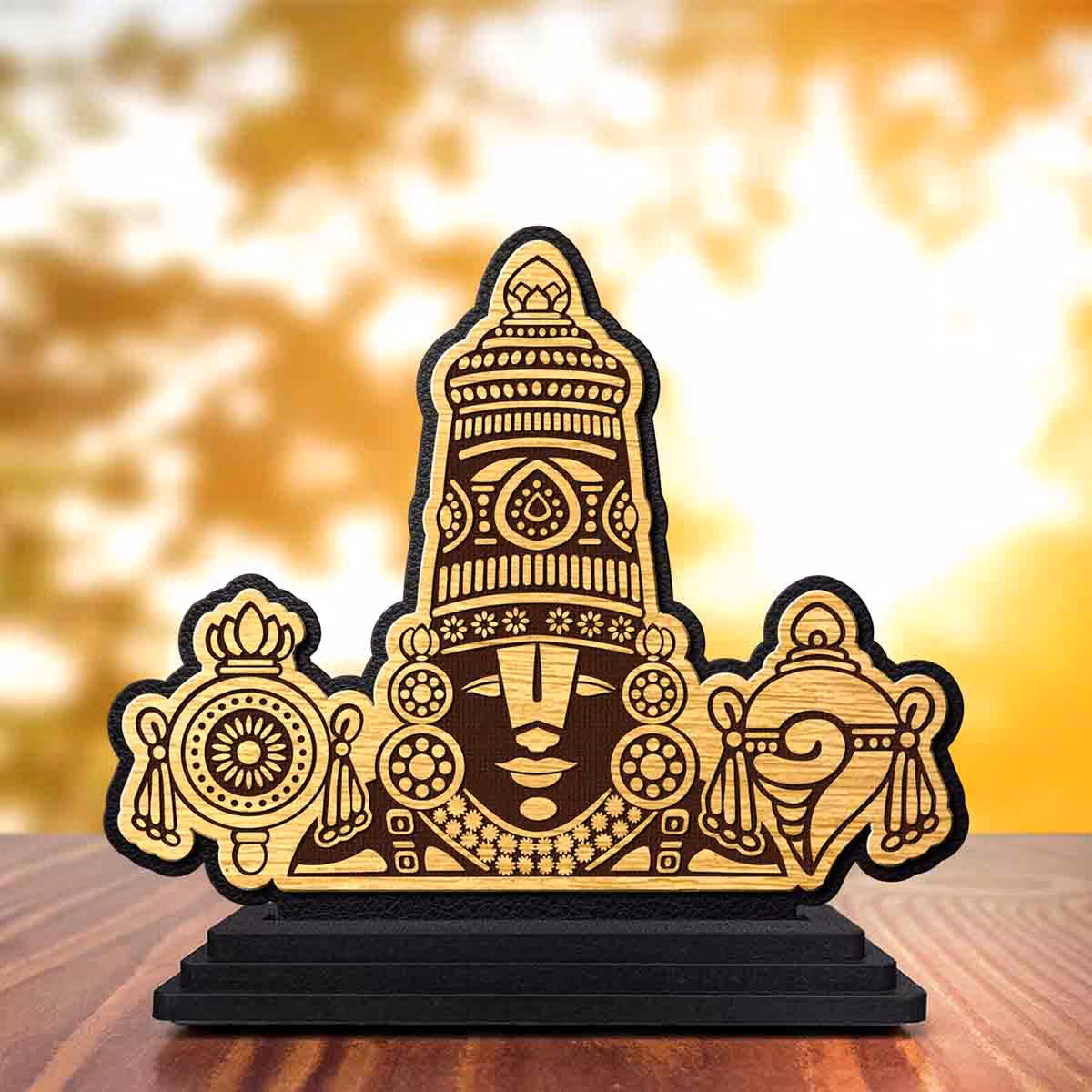 Tirupati Balaji Wooden Idol 4x5 Inch Pictures Statues