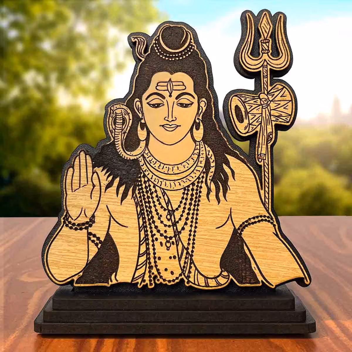 Lord Shiva Wooden Idol 4x5 Inch for Home Decor