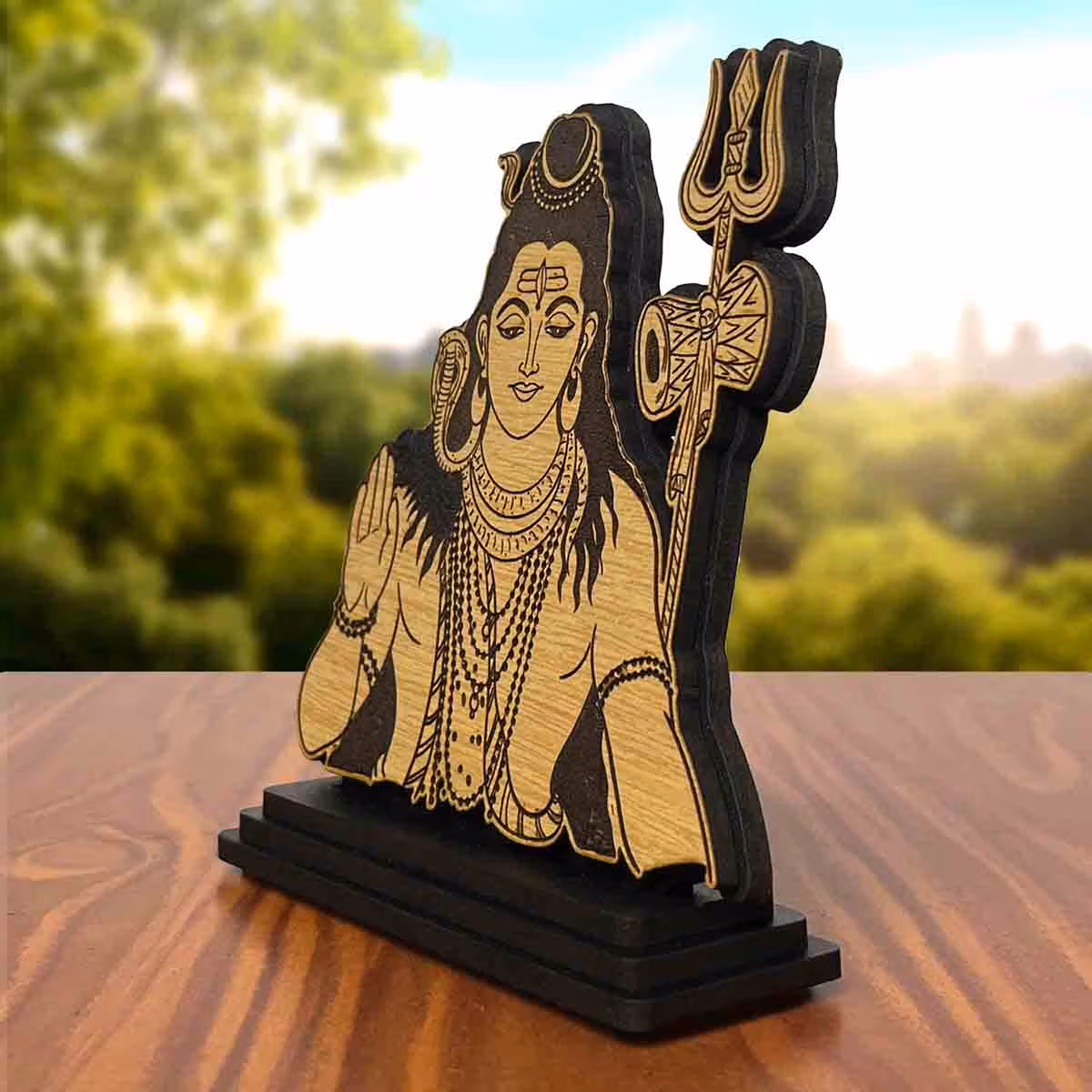 Lord Shiva Wooden Idol 4x5 Inch for Home Decor
