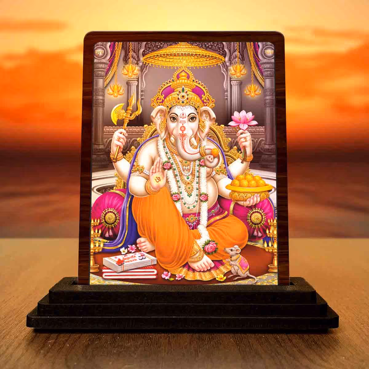 Ganesh Ji Wooden Idol 4x5 Inch for Home Decor