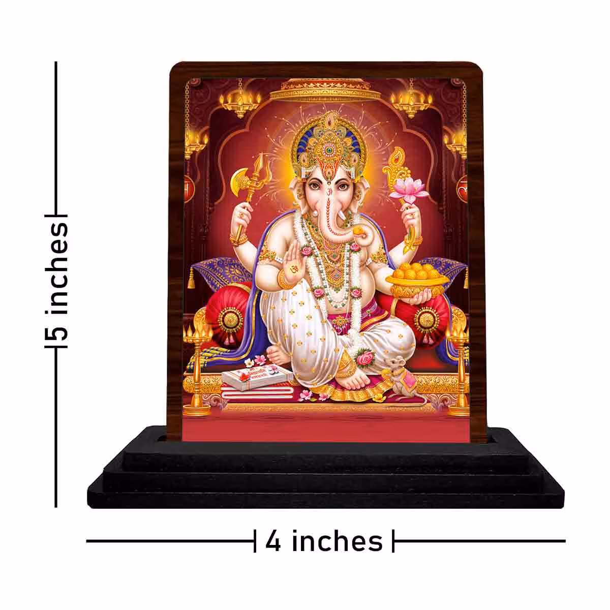 Ganapathy Wooden Idol 4x5 Inch for Car Dashboard
