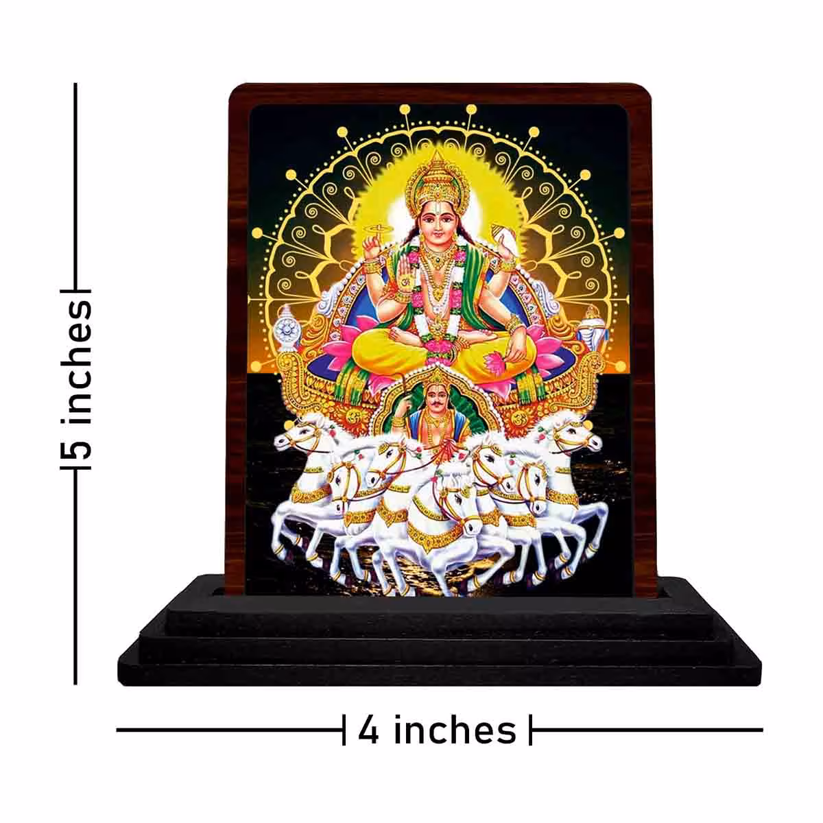 Surya Dev Wooden Idol 4x5 Inch for Home Decor