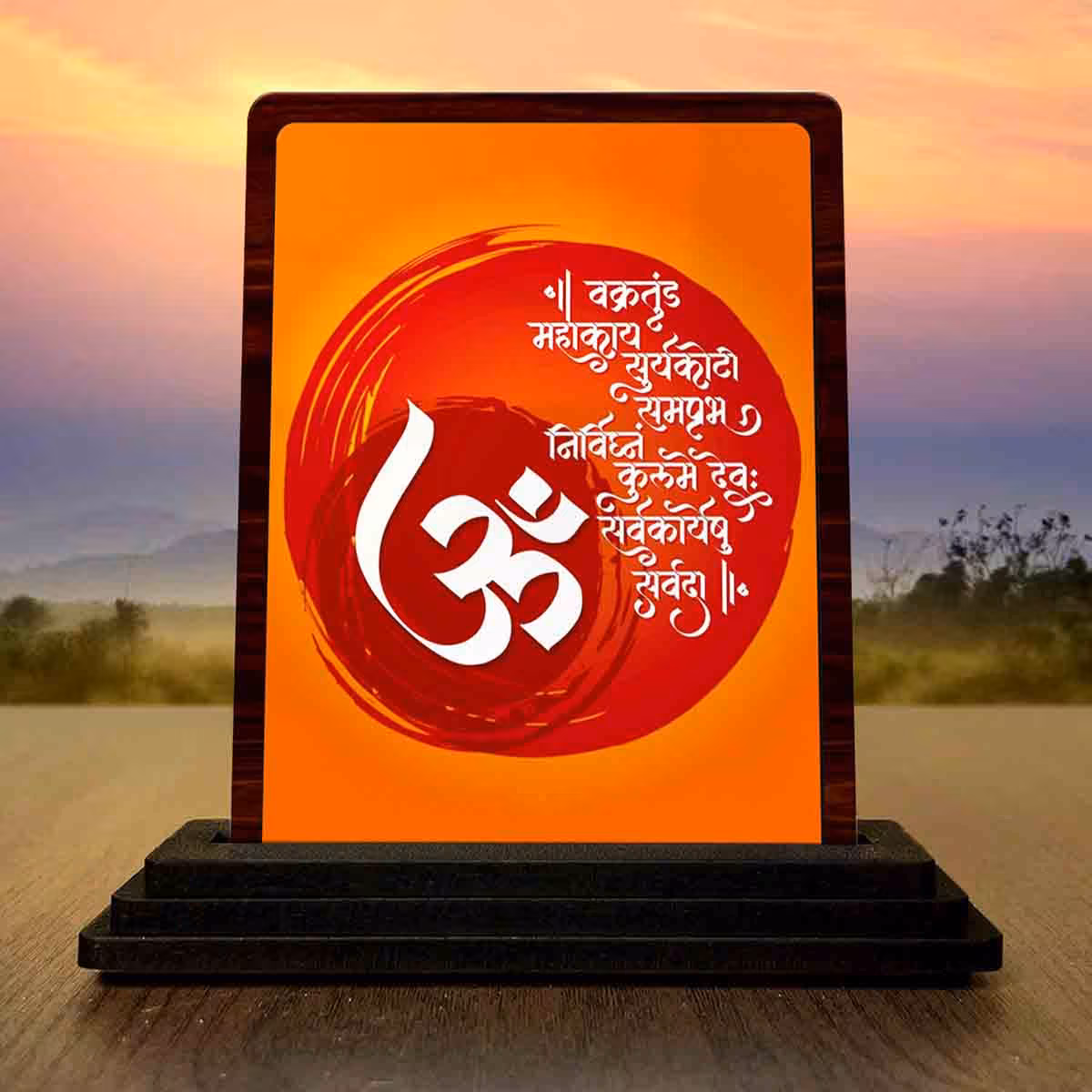 Om Wooden Idol 4x5 Inch Gift Showpiece