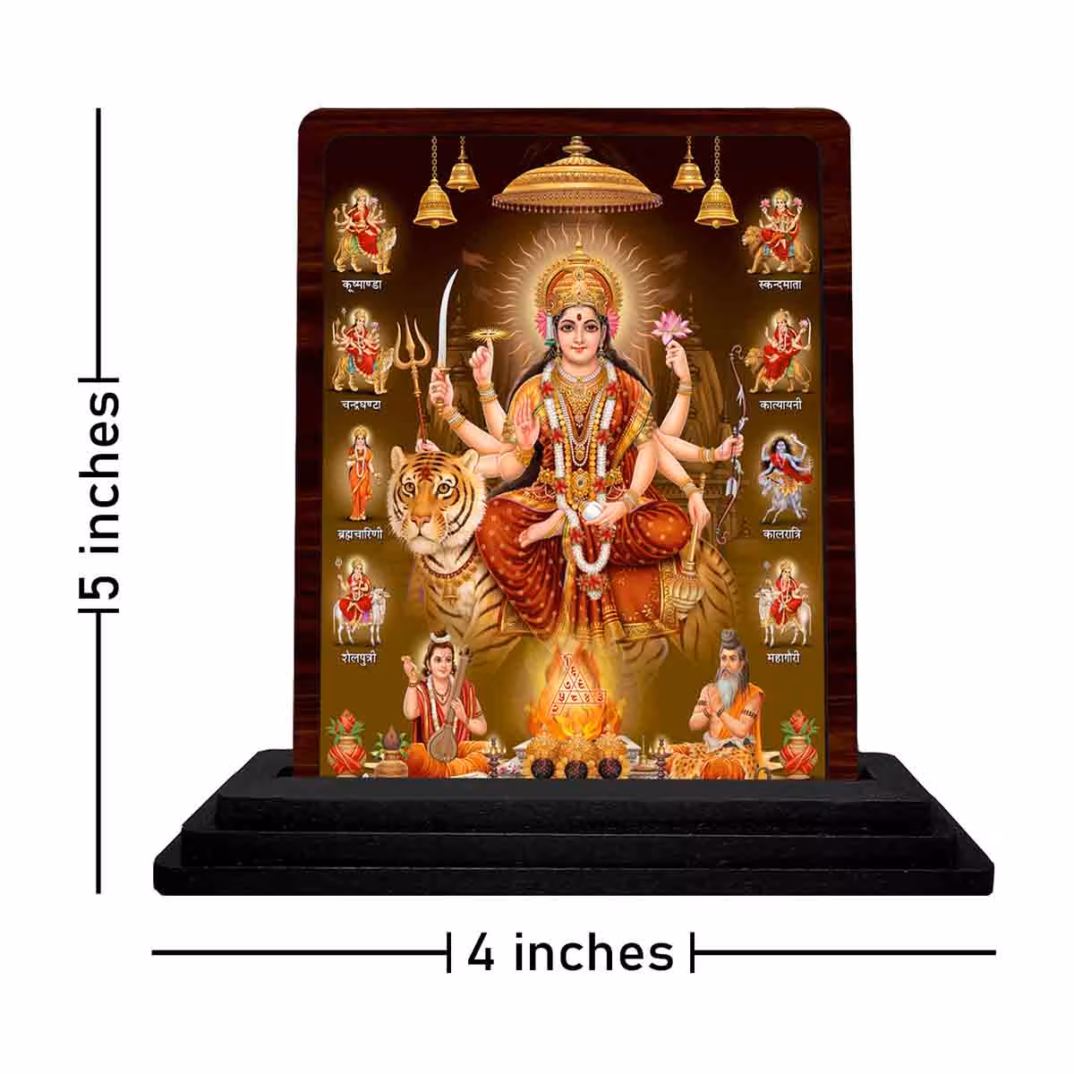 Durga Navrup Wooden Idol 4x5 Inch for House Warming