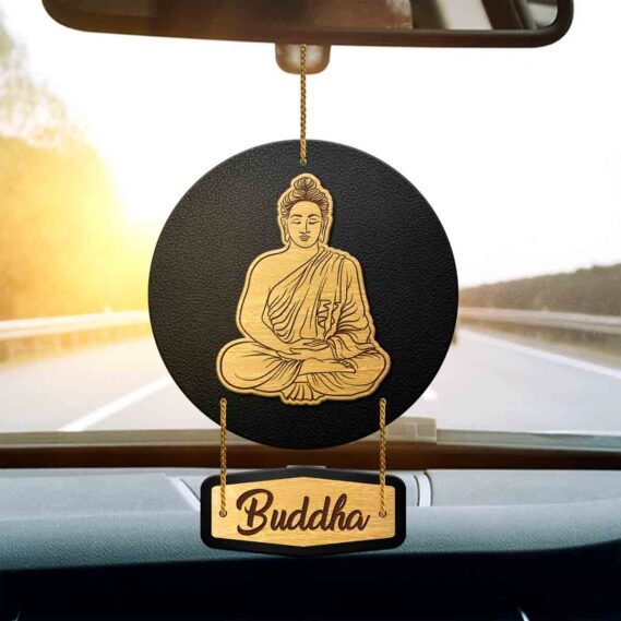 Buddha Car Decor for Good Vibes Gautama Buddha Car Hanging for Inner Peace (Size 5x3 in)