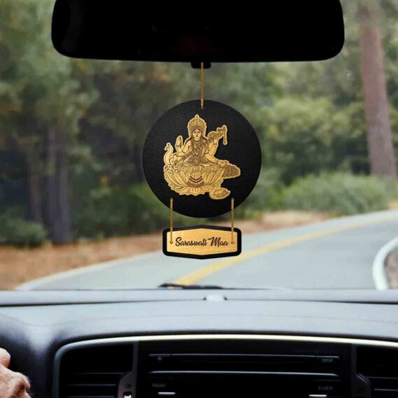 Saraswati Maa Car Ornament for Car Charm Mahavidya Car Pendant for Good Luck (Size 5x3 in)