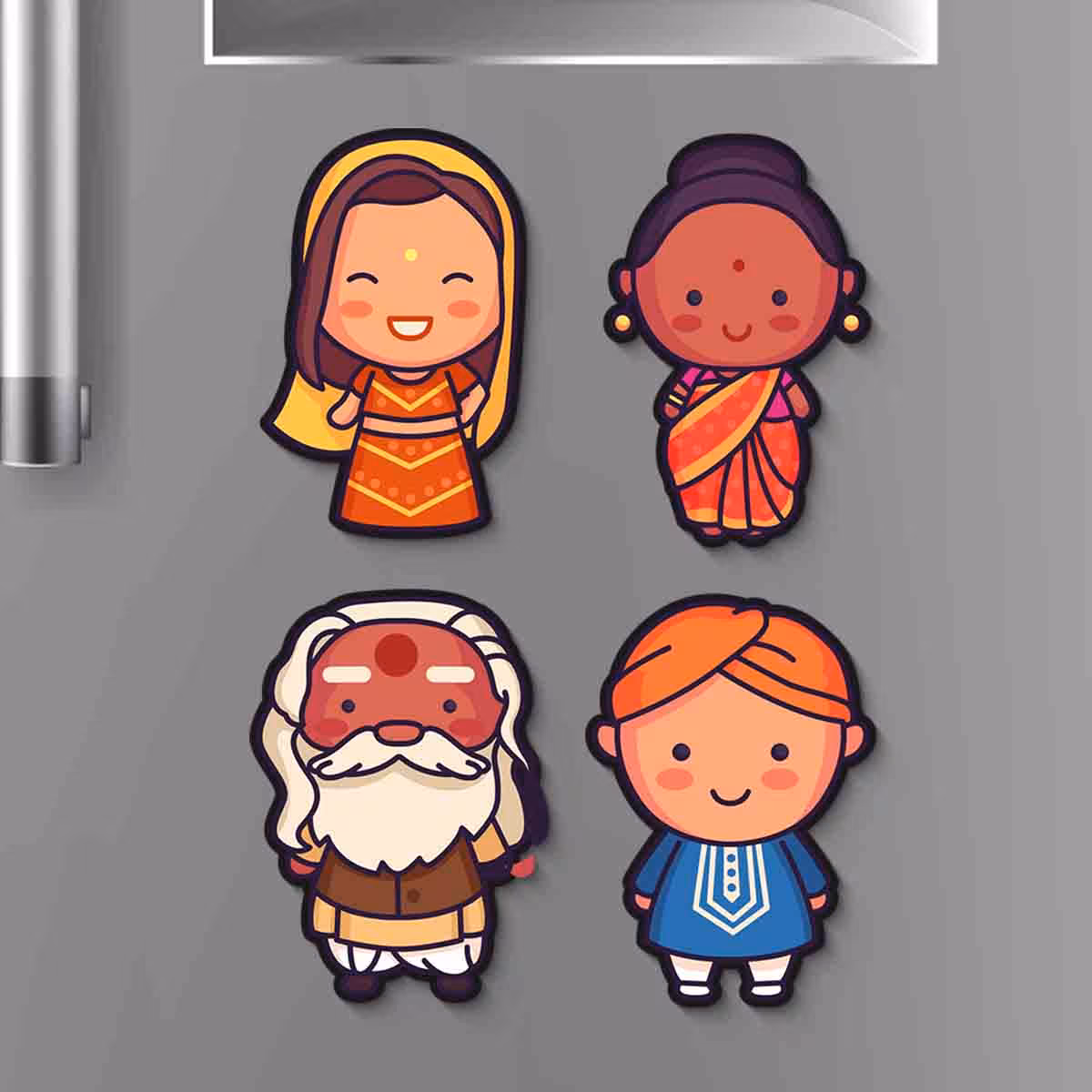 Indian Themed Custom Fridge Magnets Set of 4 4x4 Inch