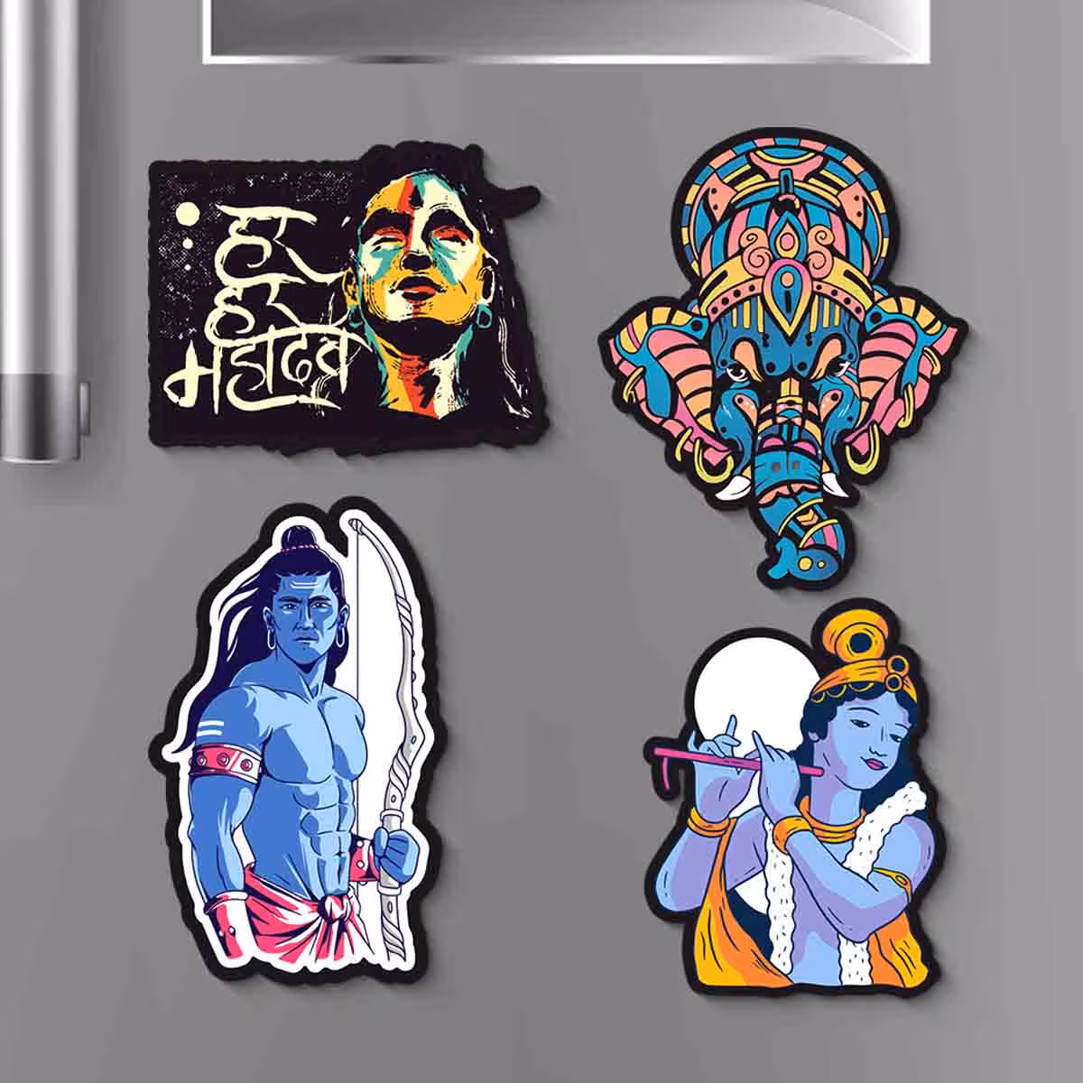 God Themed Cute Fridge Magnets Set of 4 4x4 Inch