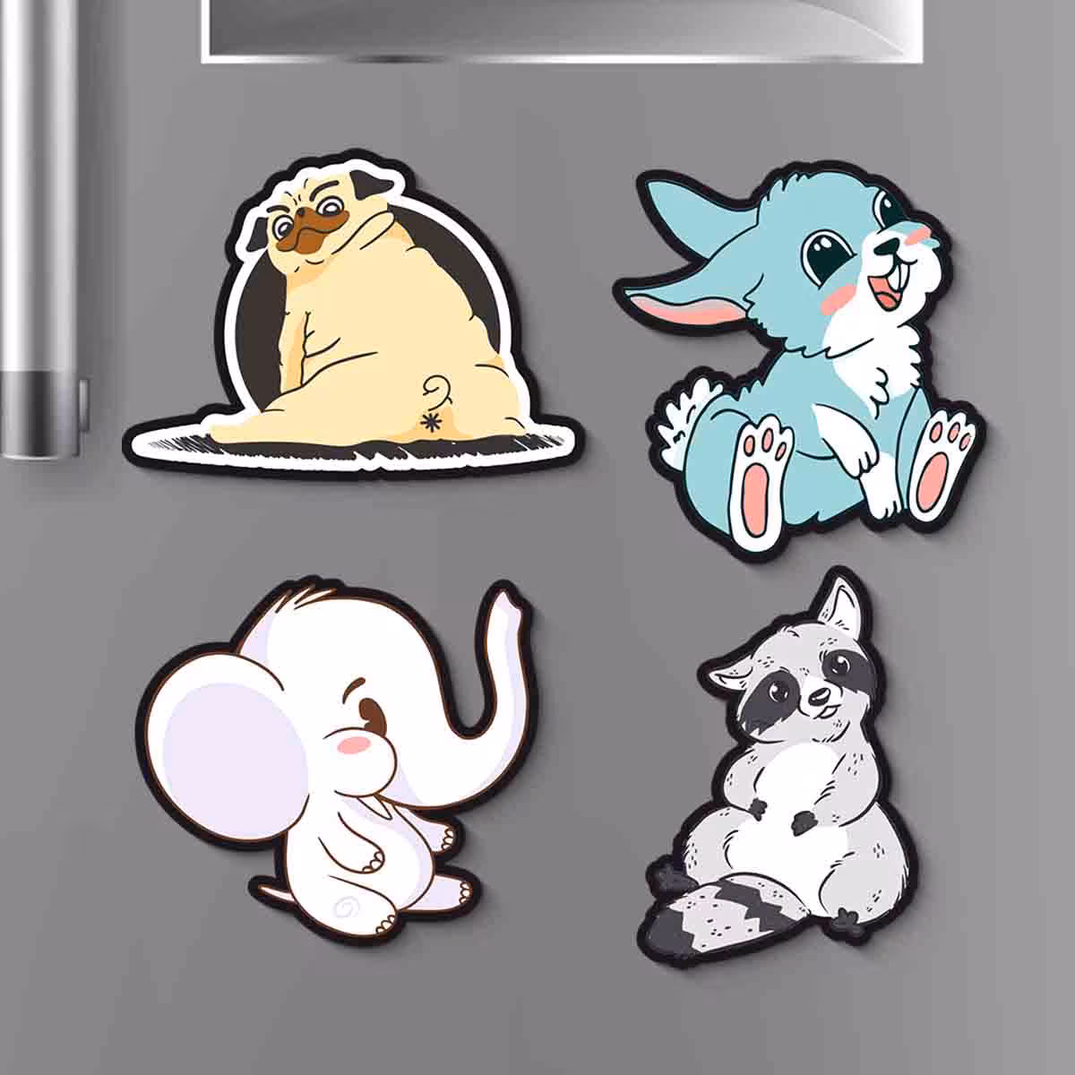 Animal Themed Funny Refrigerator Magnets Set of 4 4x4 Inch