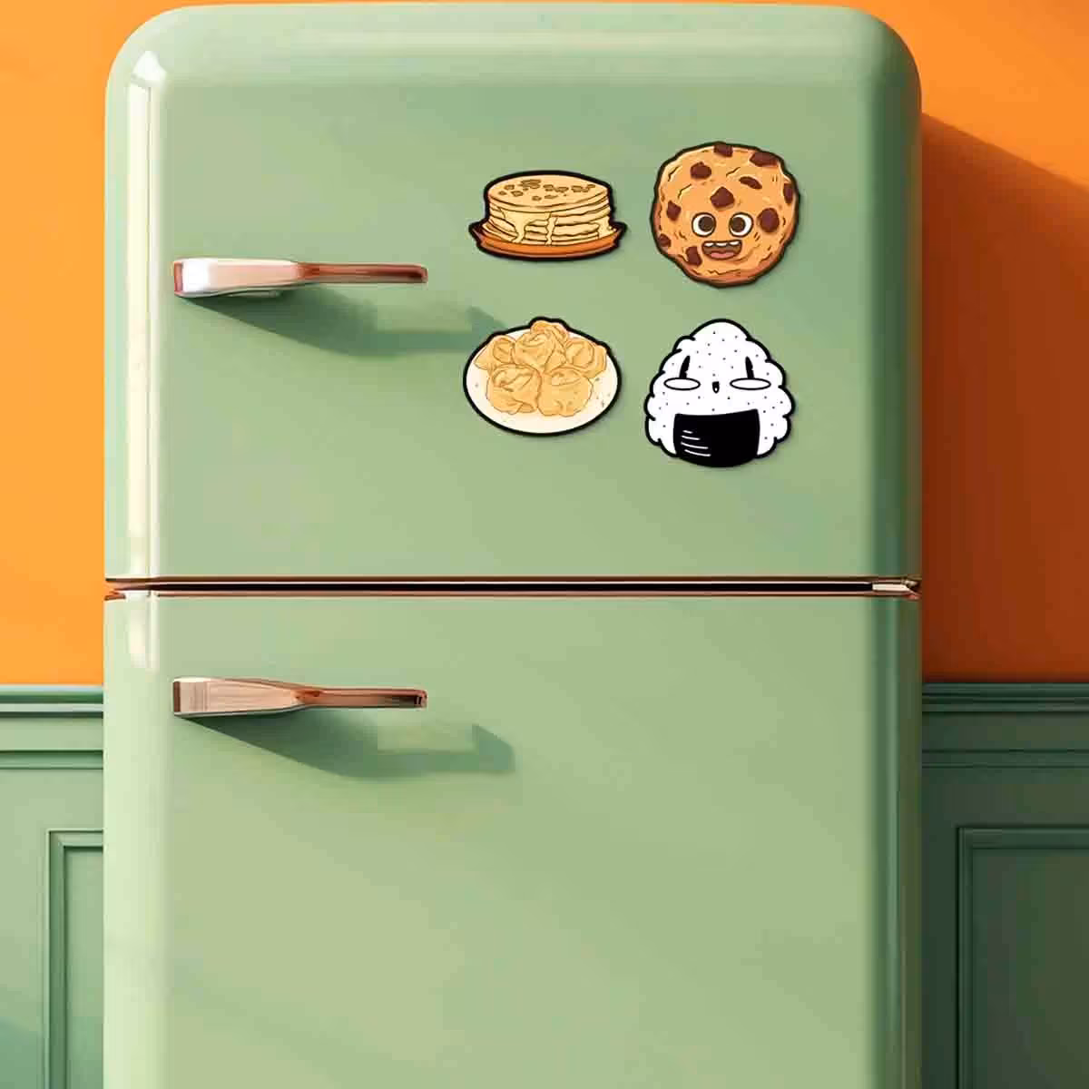 Food Refrigerator Magnets Set of 4 4x4 Inch