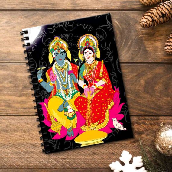 Vishnu Dev & Laxmi Mata Wooden Diary God Notepad for Kids (Size A5 / 5.8 x 8.3 in)