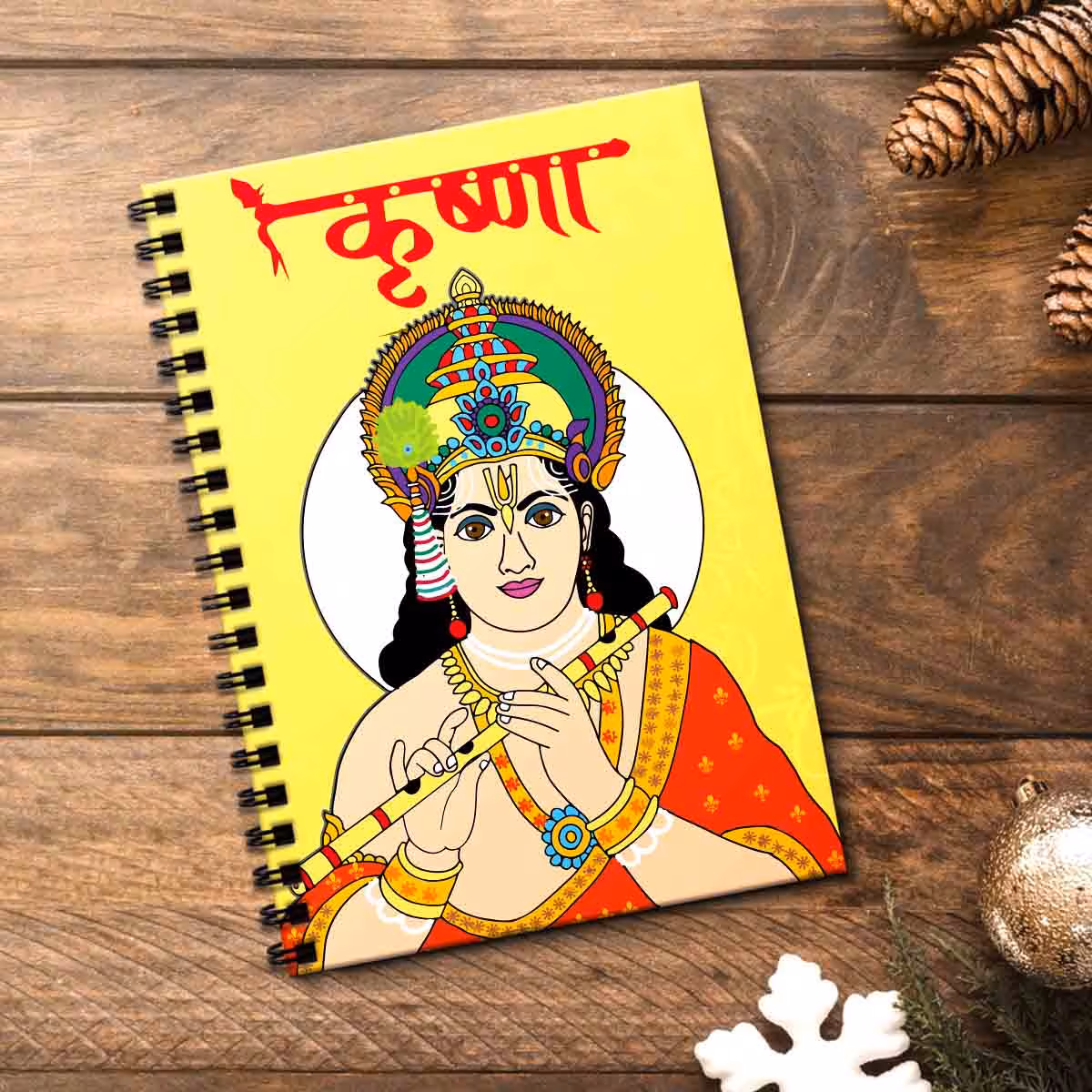 Wooden Notebook A5 Kanhaiya God