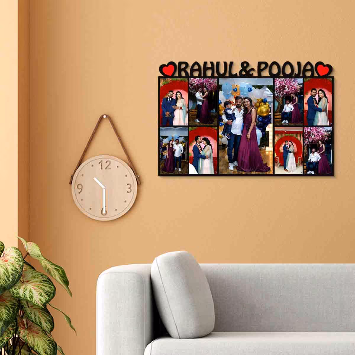 Couple Personalized Photo Frame 9 Photos 12x18 Inch