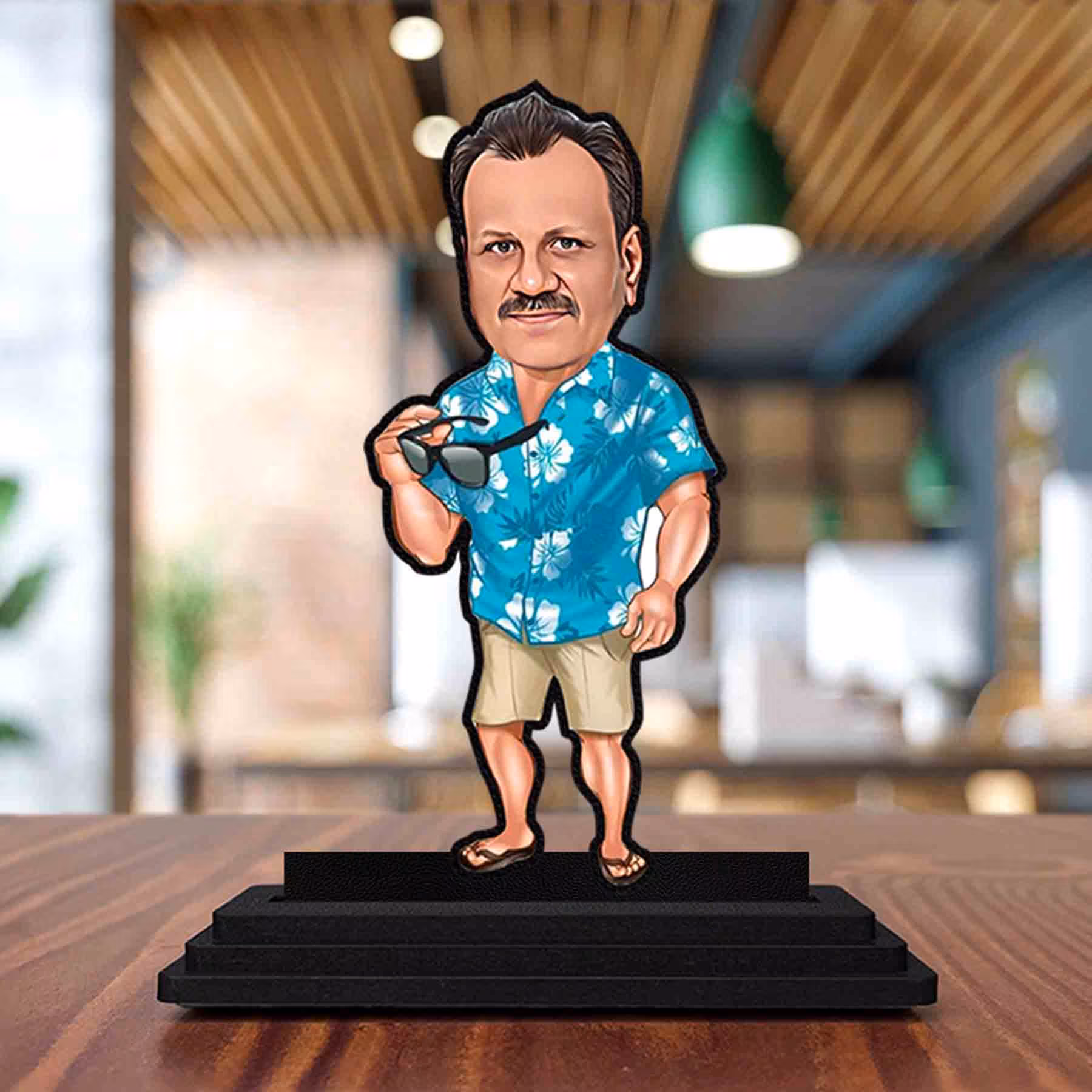Customized Uncle with Giggles Caricature Statue 6x8 Inch