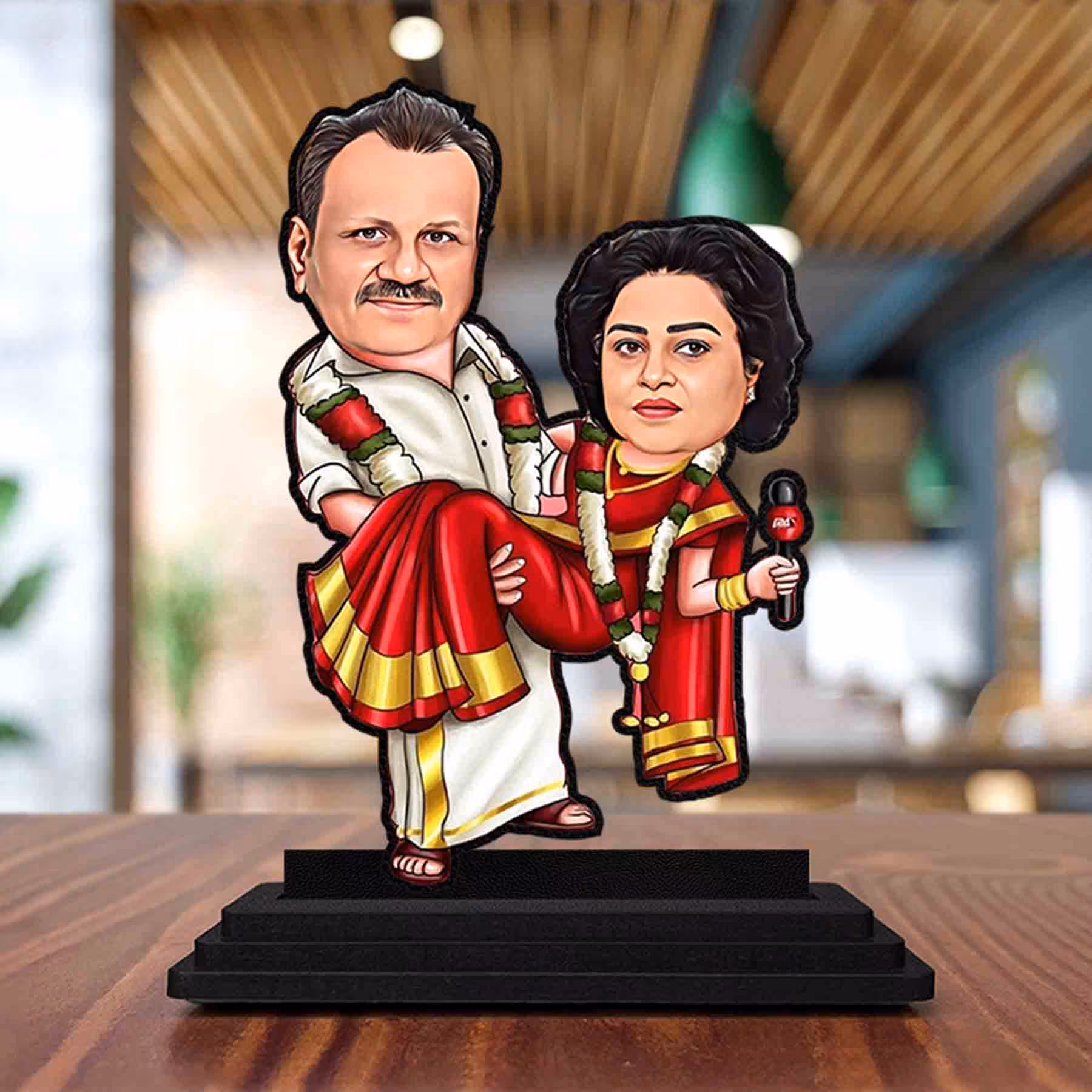 Customized Married Couple Caricature Statue 6x8 Inch