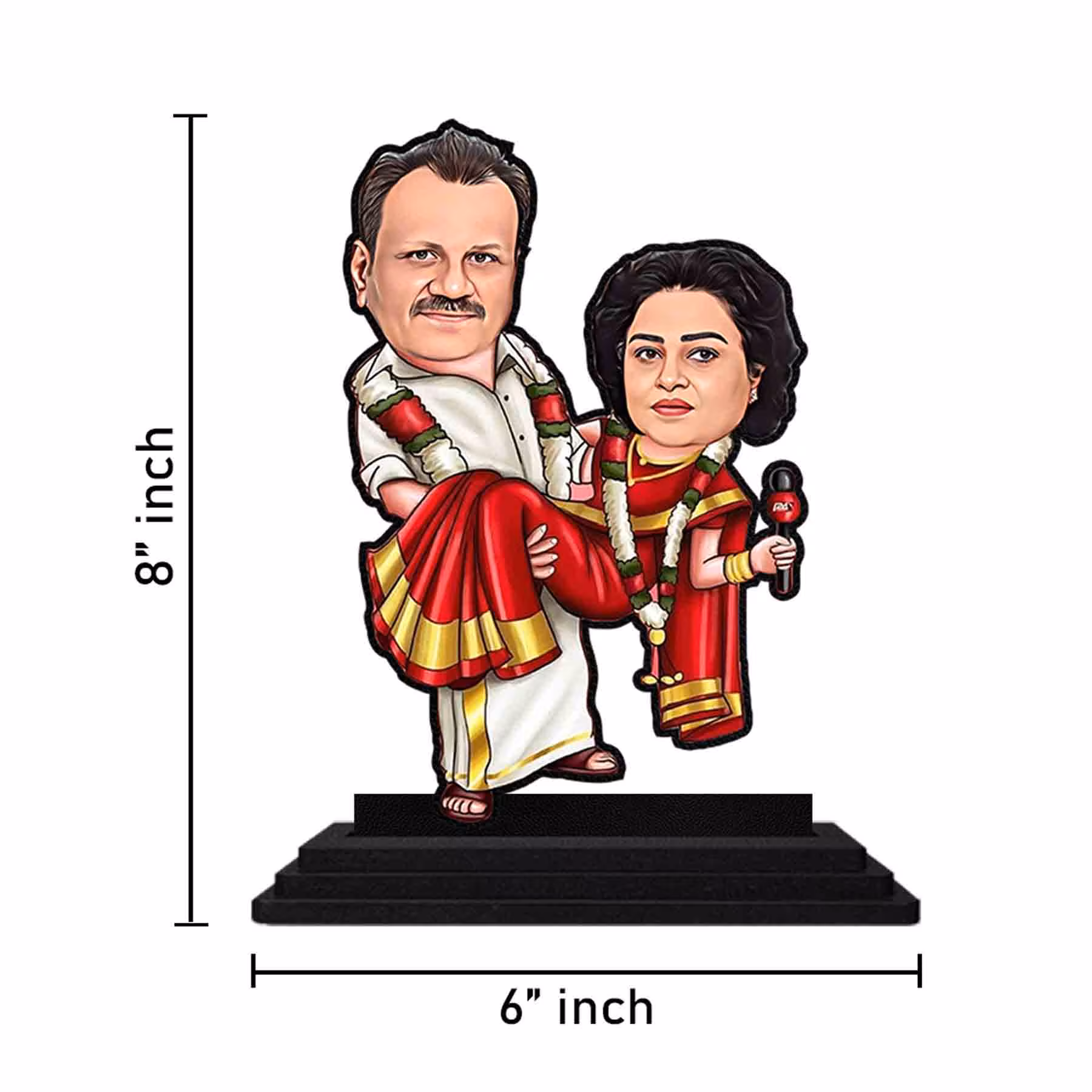 Customized Married Couple Caricature Statue 6x8 Inch