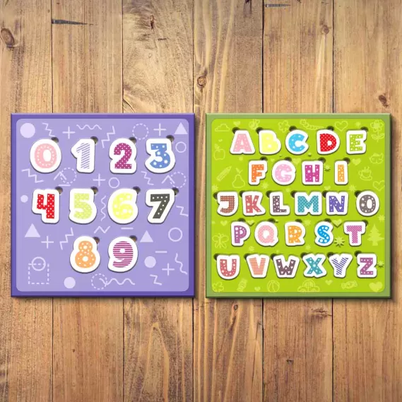 A Puzzle for Kids Benefits Mind Board Game Puzzle (Set of 2) (Size 10x10 inches)