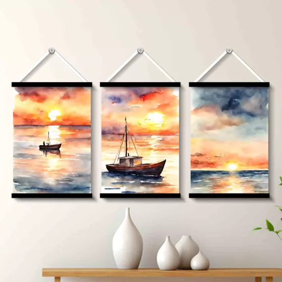 Cool Wall Paintings Wall Hanging Colourful Painting (Size 12x18 inches Each)