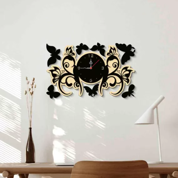 A Wooden Wall Clock for Bedroom Household Gift Items (Size 12x12 Inches)