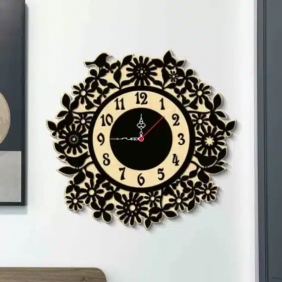 Wooden Wall Clock for Office Cute Home Decor (Size 12x12 Inches)