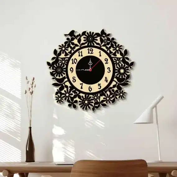 Wooden Wall Clock for Office Cute Home Decor (Size 12x12 Inches)