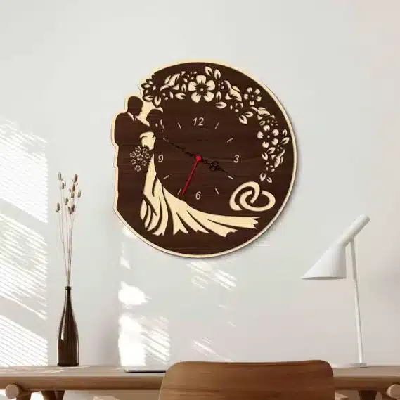 Decorative Wall Clock Home Decor Gifts for Wedding (Size 12x12 Inches)