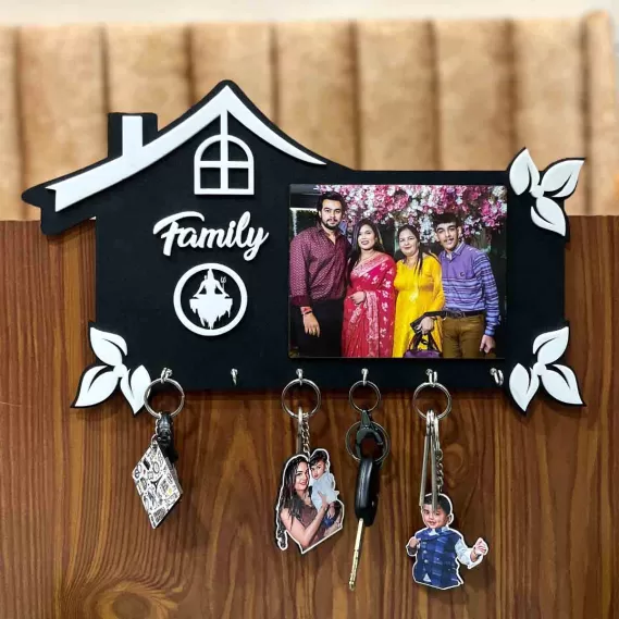 1 photo Customized Keychain Holder Home Decor Items for Wall (Size 8x10 Inches)