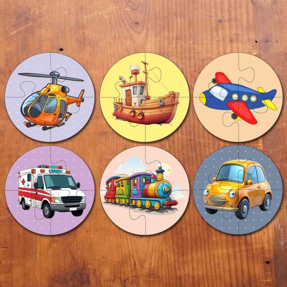 Transport Round Jigsaw Puzzle Set for Kids