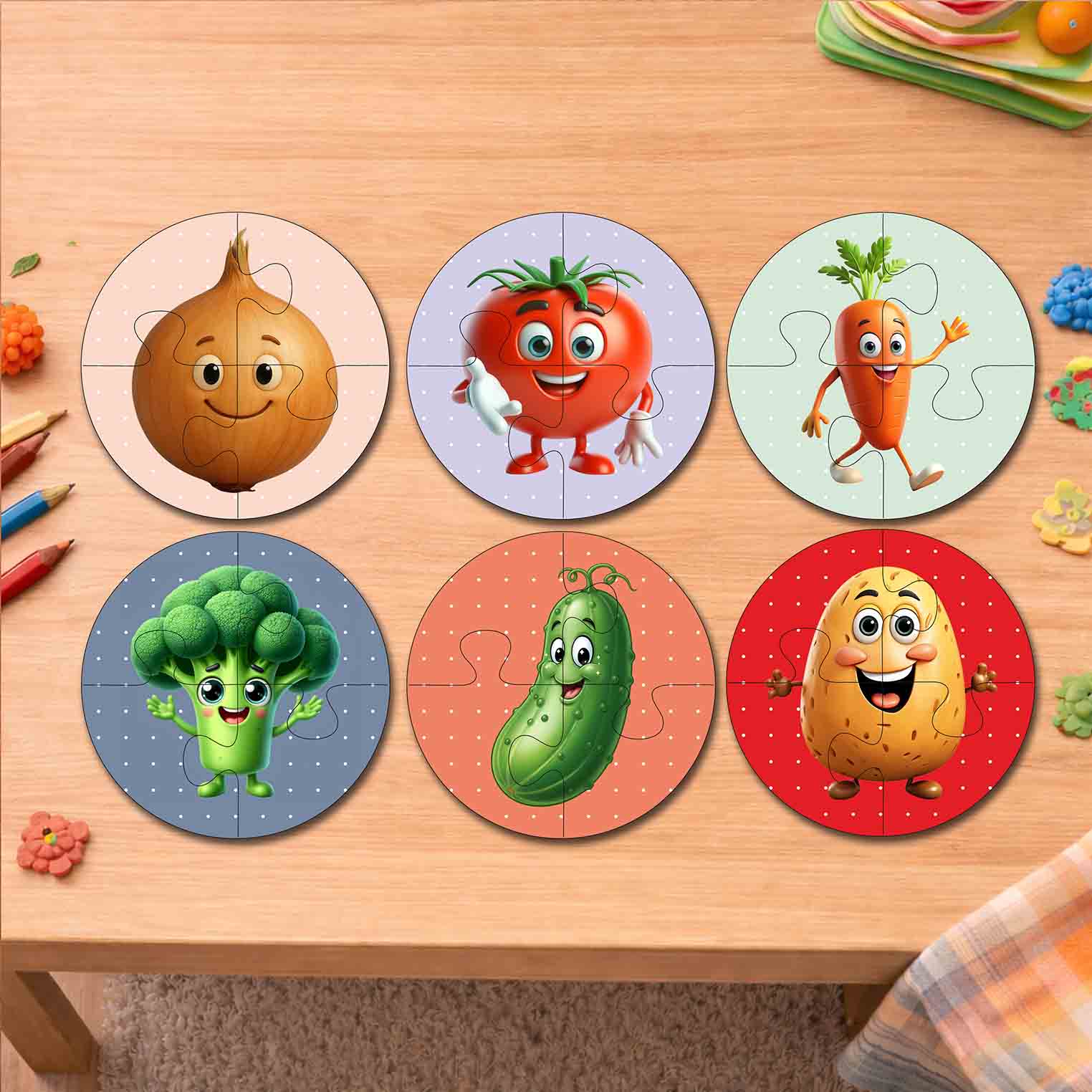 Vegetable Round Jigsaw Puzzle Set for Kids - Image 3