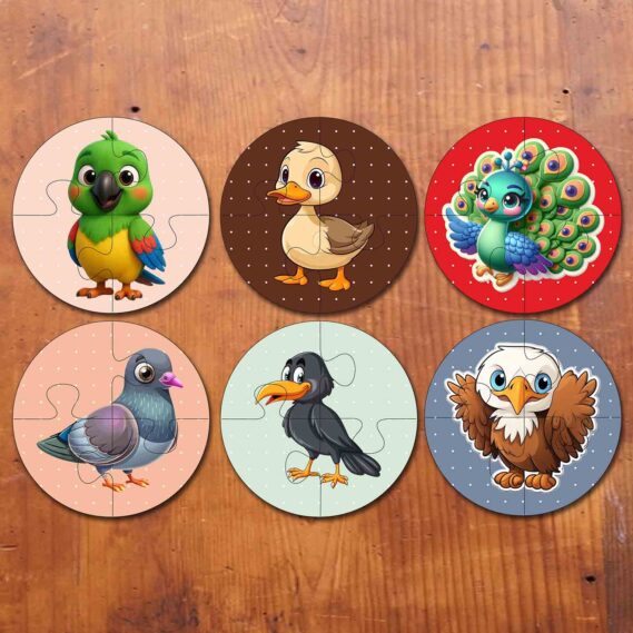 Bird Round Jigsaw Puzzle Set for Kids