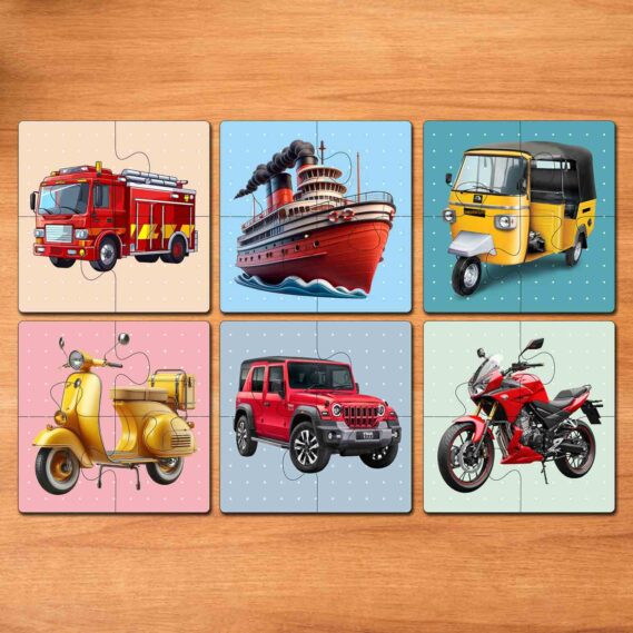 Vehicle Square Jigsaw Puzzle Set for Kids