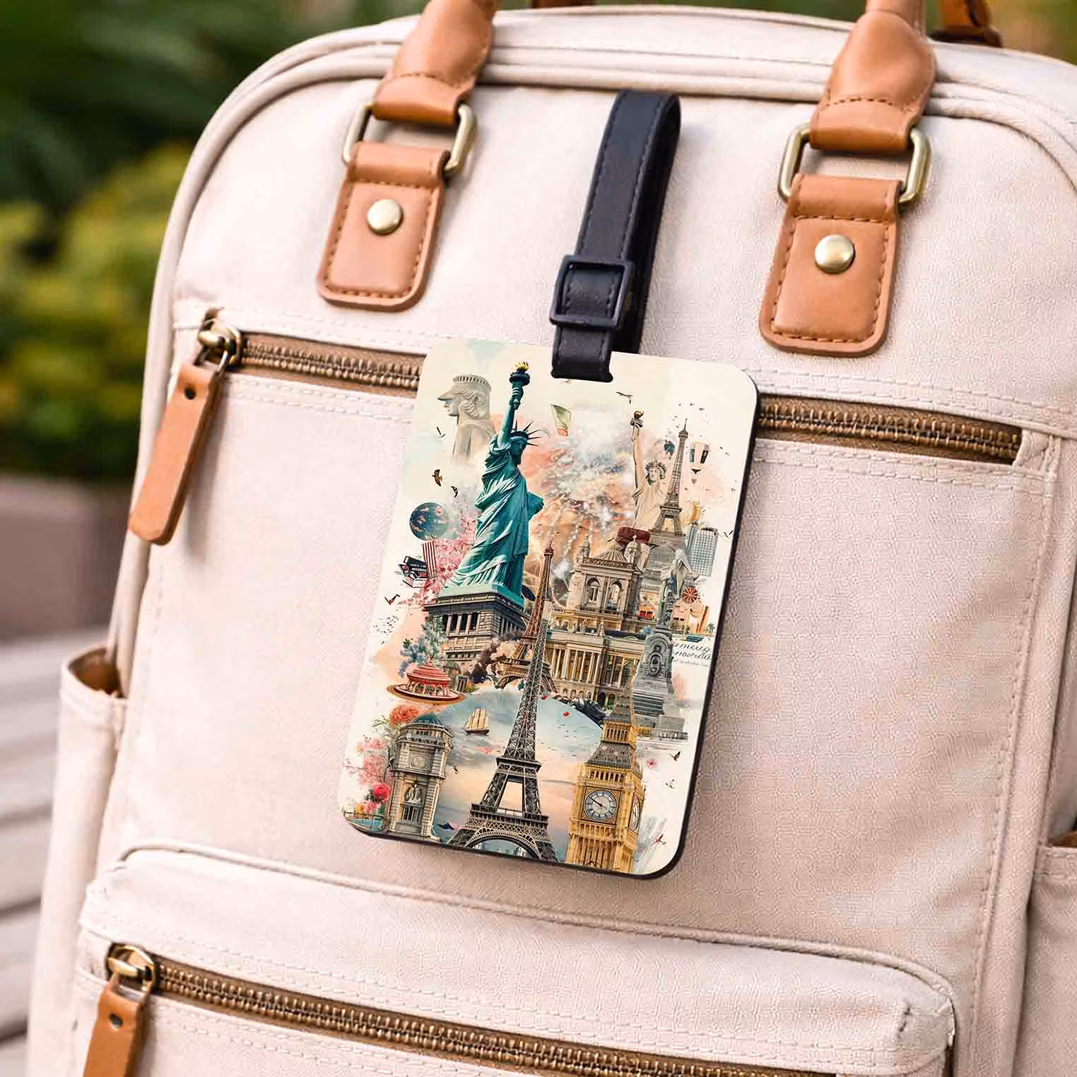 Adventure Balloon & Europe Landmarks Luggage Tags Set of 2