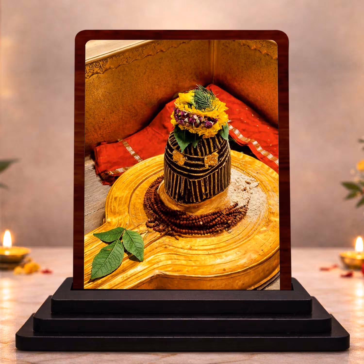 Kashi Vishwanath Frame | Wooden Shiv Photo Frame | 3.5 X 4.5 Inches