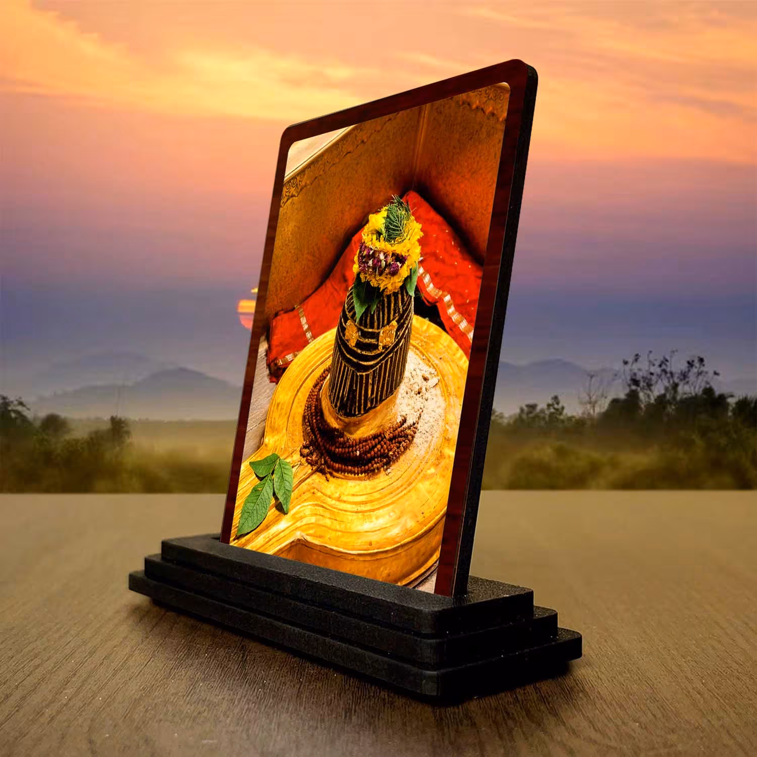 Kashi Vishwanath Frame | Wooden Shiv Photo Frame | 3.5 X 4.5 Inches