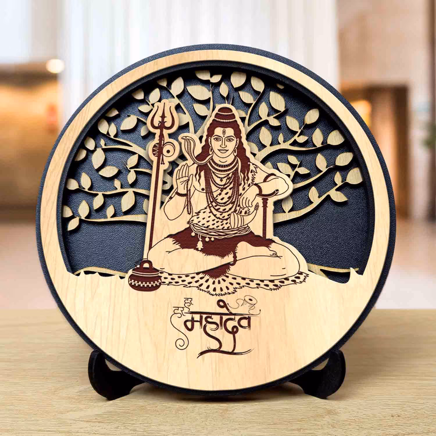 Shiv Ji Round Engraved Idol for home temple decor