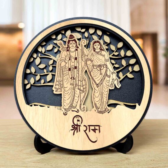 Shri Ram Sita Round Engraved Idol