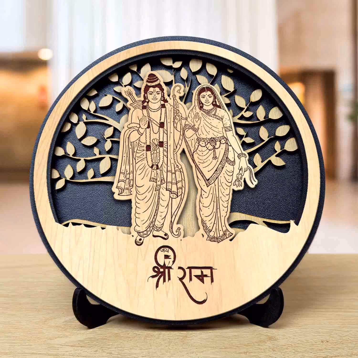 Shri Ram Sita round engraved idol for home temple