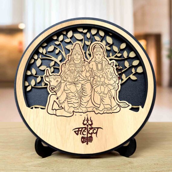 Shiv Parivar Round Engraved Idol