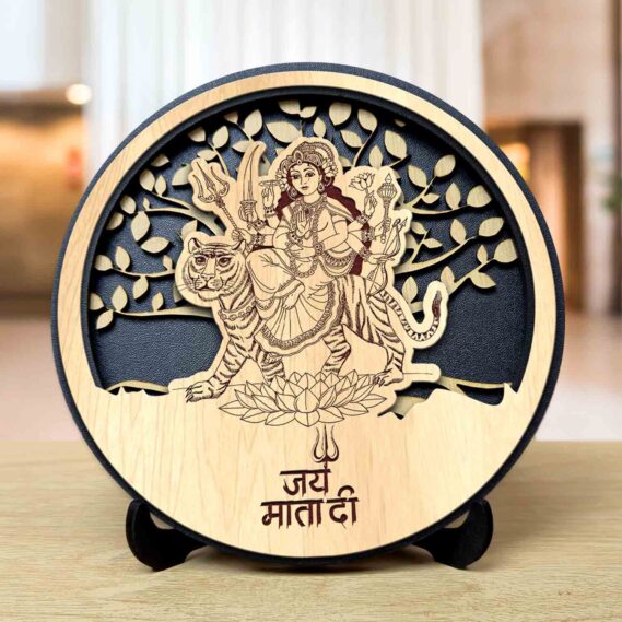 Jai Mata Di Round Engraved Idol