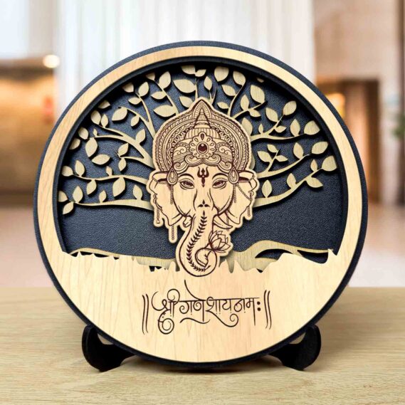 Ganesh Shubh Labh Round Engraved Idol
