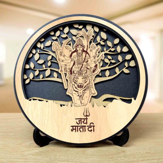 Jai Mata Di Round Engraved Idol